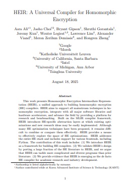 Thumbnail of HEIR: A Universal Compiler for Homomorphic Encryption